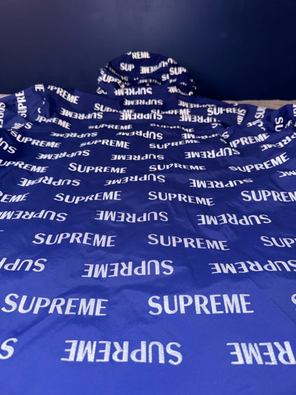 Mens Supreme 3M Reflective Repeat Taped Seam Jacket Blue - Picture 10 of 14